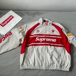 Supreme Red and White Windbreaker